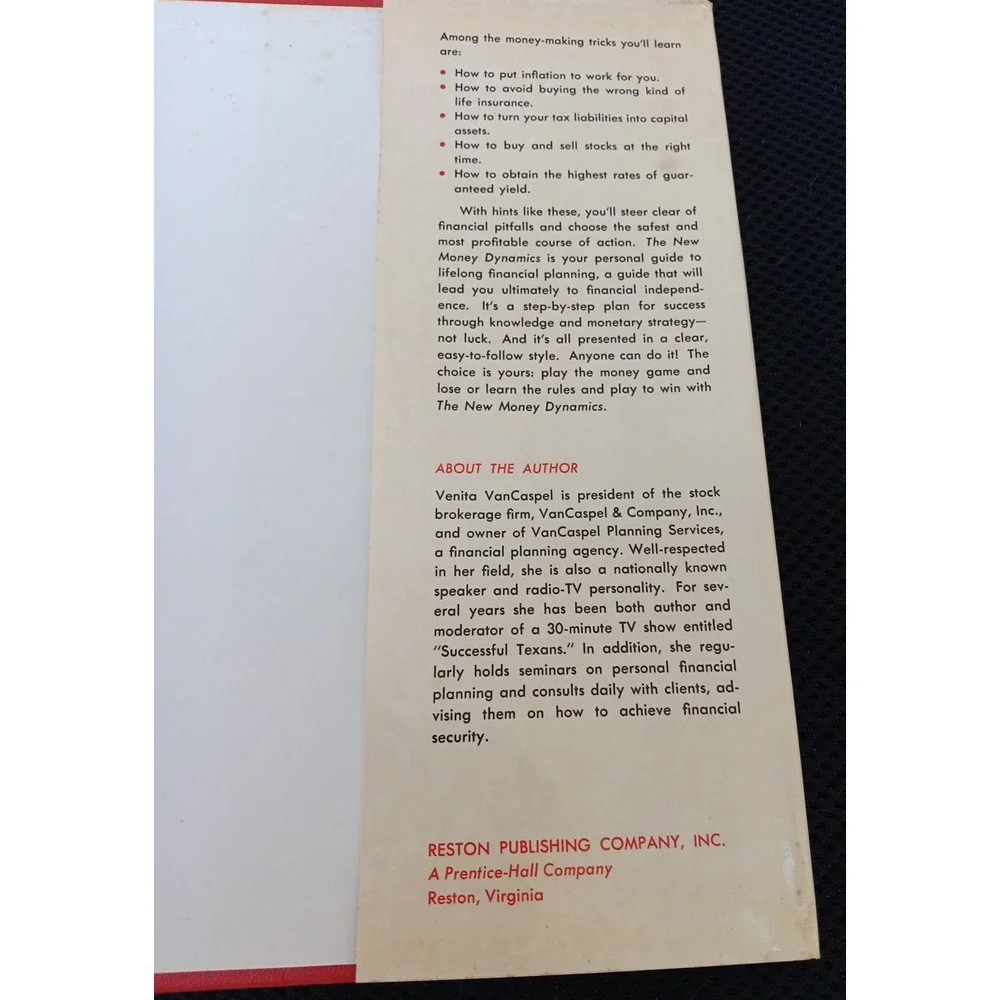 The Power of Money Dynamics   Venita VanCaspel 1978, Vintage Hardcover, Prentic.
